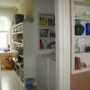 built-in bookshelf, washer, pantry